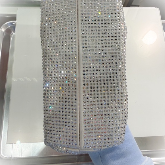 Elegant Silver Crystal Embellished Clutch Bag